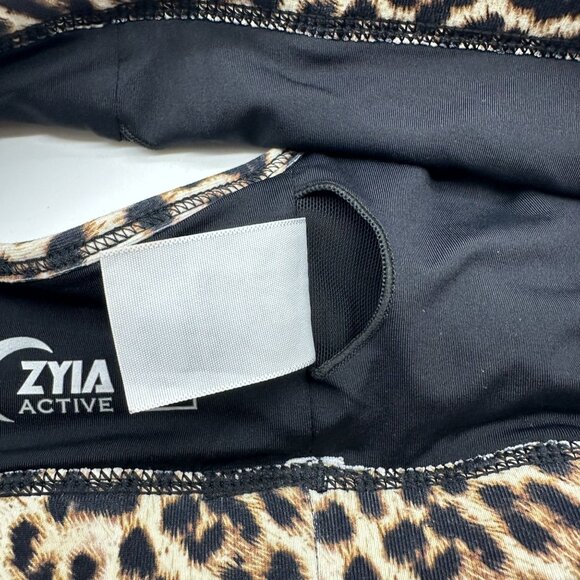 Zyia Active Sports Bra Women's Pullover Athletic Mesh Animal Print Black Beige S - Picture 11 of 11